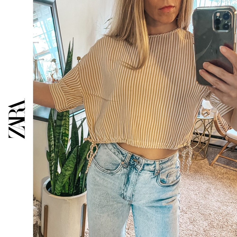 Zara | Stripe Tie Hem Crop Tee